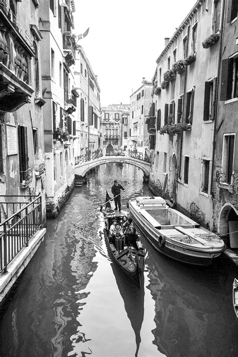 Venice Canal black and white photography print Italian wall | Etsy