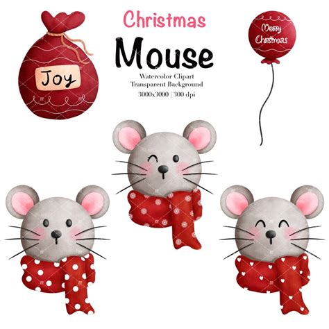 Christmas Mice PNG Clipart,christmas Mouse Clipart Bundle,mouse Graphics,christmas Mice,junk ...