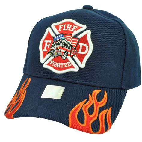 Fire Fighter Department Flames Rescue Dept Adjustable Navy Blue Hat Cap Fireman - Walmart.com