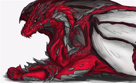 ArtStation - Red, Black, and White Dragon, Jorden Prussing