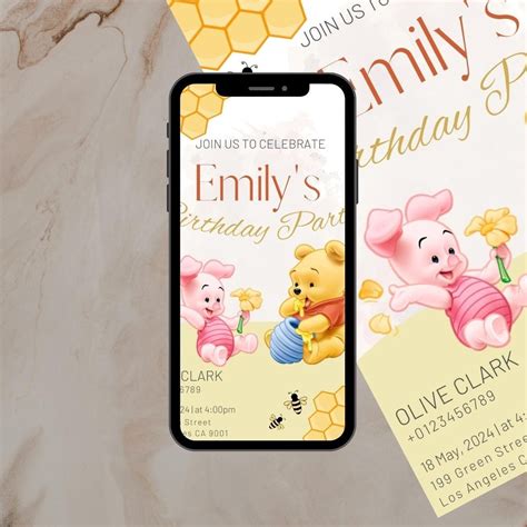 Winnie the Pooh Birthday Invitation, Editable Winnie the Pooh Invitation, Printable Birthday ...