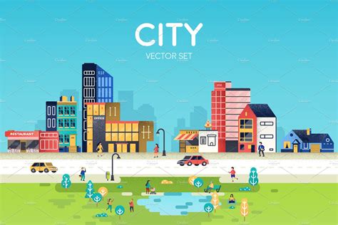 Vector City Set | People Illustrations ~ Creative Market