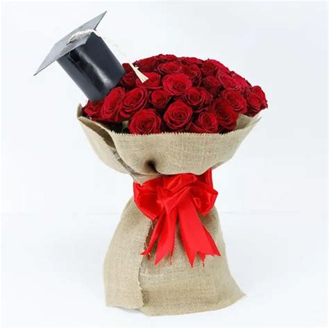 Graduation Bouquet of Red Roses - Flower Delivery UAE