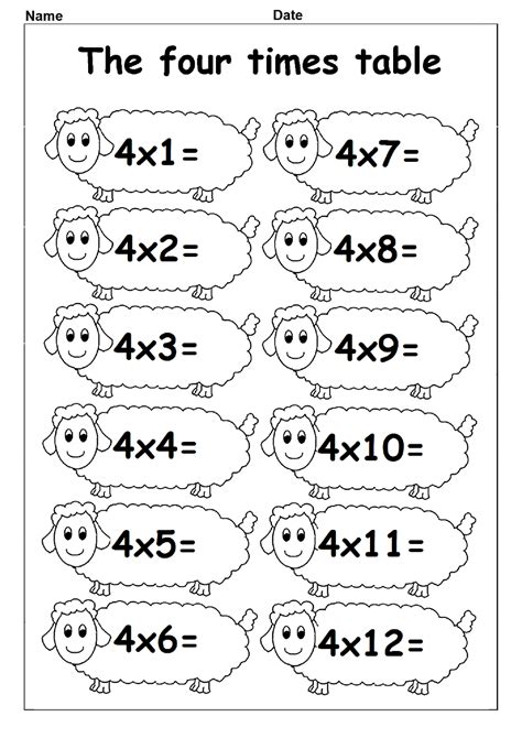 Printable 4 Times Table Worksheets | Activity Shelter