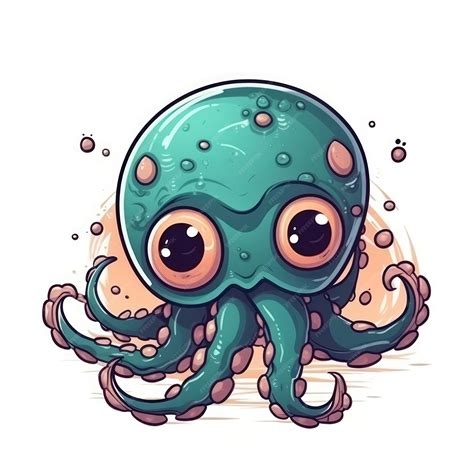 Premium AI Image | Cute Baby Kraken On White Background Logo Digital Art Generative AI