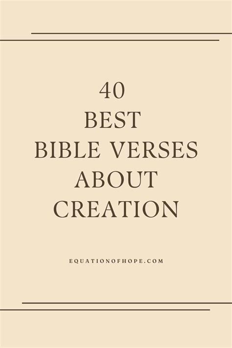 40 Best Bible Verses About Creation - EQUATIONOFHOPE