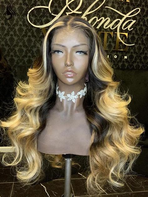 100% Virgin Luvme Human Hair Ombre Blonde Color Wavy 360 Lace Frontal Wig With Bleached Knots ...