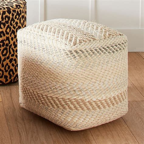 Gray & Natural Woven Pouf in 2020 | Square pouf, Pouf, Woven