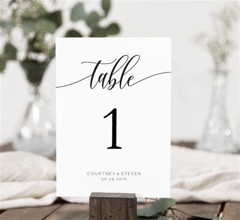 Wedding Table Numbers Printable Table Numbers Template | Etsy