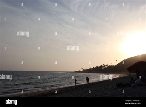 Malibu Beach Sunset Stock Photo - Alamy