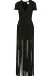 Herve Leger Cold-shoulder Fringe-skirt Bandage Dress, Black | ModeSens