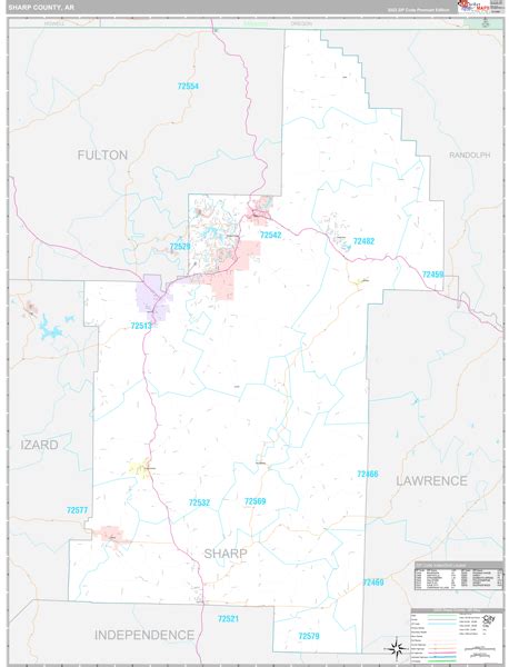 Sharp County, AR Wall Map Premium Style by MarketMAPS - MapSales