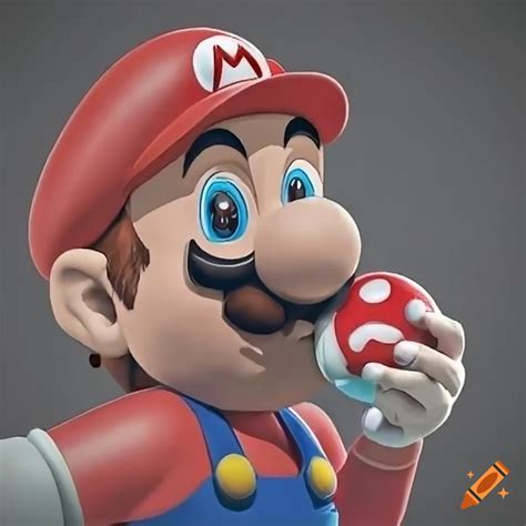 Mario eating a power-up mushroom on Craiyon