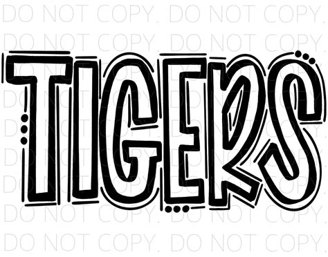 TIGERS Doodle Letters Transparent Background Sublimation - Etsy