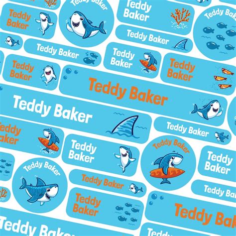 Little Shark name labels | School name labels | Stickerscape