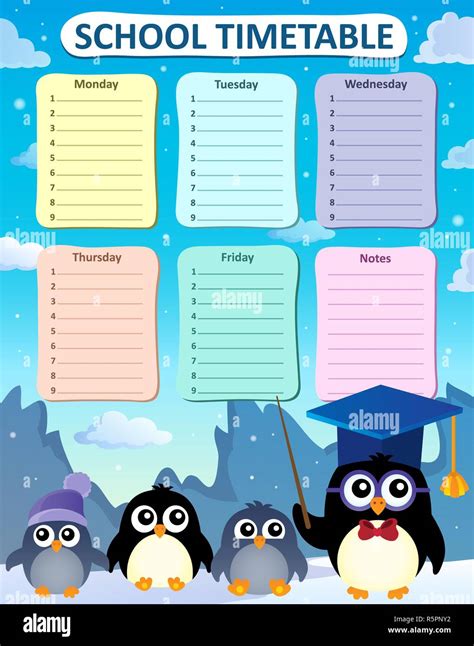 Weekly school timetable design 4 Stock Photo - Alamy