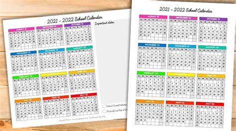 Get 2021 And 2022 Academic Calendar Printable Background – All in Here