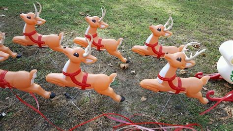 LIGHTED SANTA SLEIGH WITH 8 REINDEER BLOW MOLD OUTDOOR CHRISTMAS YARD ...