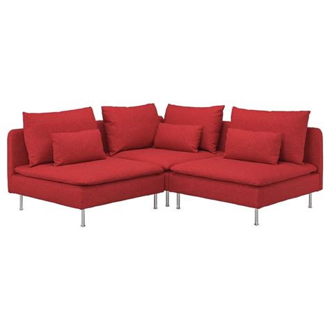 SÖDERHAMN sofa narożna 3-osobowa, Tonerud czerwony - IKEA | Corner sofa ...