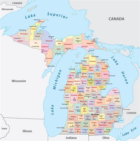 Michigan Counties Map | Mappr