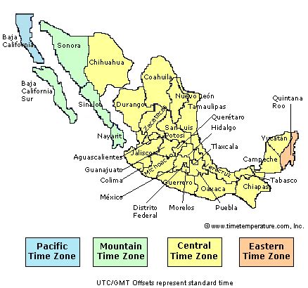 Mexico Time Zone Map