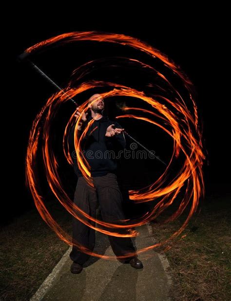 Young Man Juggling Fire Poi Editorial Stock Photo - Image of firewood, dance: 83679518