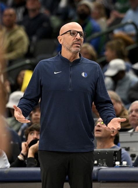 Dallas Mavericks head coach Jason Kidd reacts to a call during the second quarter against the ...