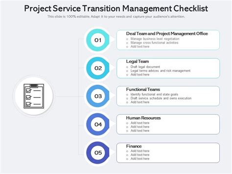 Project Service Transition Management Checklist | Presentation Graphics ...