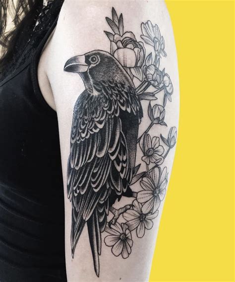 Raven tattoo | Black and grey tattoos, Tattoos, Raven tattoo