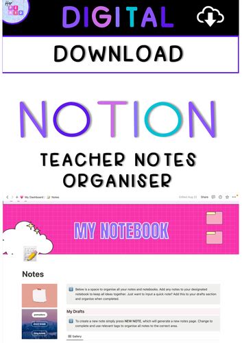 Digital Notion Teacher Notes Organiser | Teaching Resources