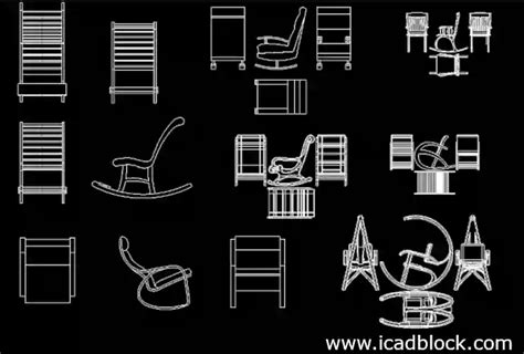Rocking chair CAD Block collection in autocad - iCADBLOCK