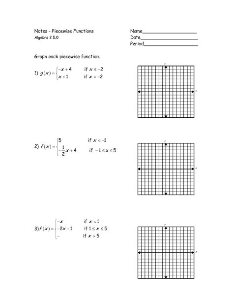 Piecewise Functions Worksheet