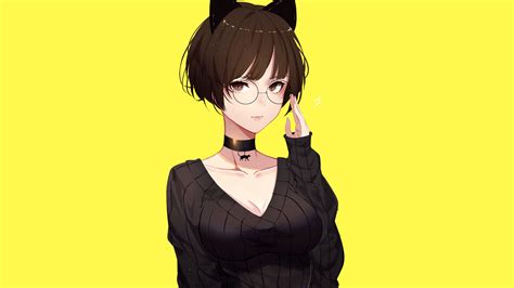 Ultra HD Anime Girl Glasses Wallpaper