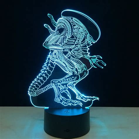 Alien 3D Led Night Light Colorful Alien Queen Acrylic USB LED Table Lamp Creative Action Figure ...