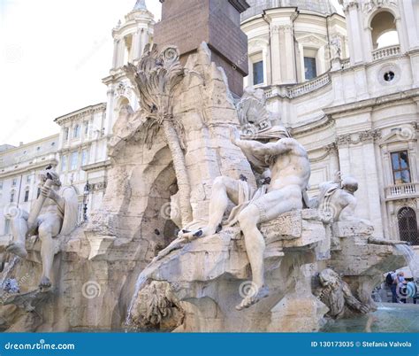 Rome, Navona Square Piazza Navona Church of St Agnese and Fountain of the Four Rivers by Bernini ...