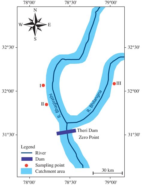 Sampling locations at Tehri dam reservoir. Note. Samples were collected ...