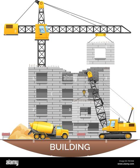 Building Construction Machinery Flat Illustration Stock Vector Image ...