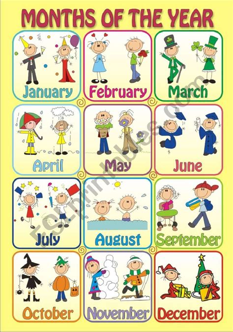 Months Of The Year Chart Printable Kids