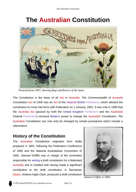 Resource: Australian Constitution | OpenSTEM Pty Ltd