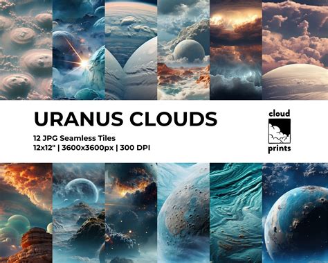 Uranus Clouds Digital Paper Seamless Patterns, Planet Art, Blue Prints Outer Space Theme ...