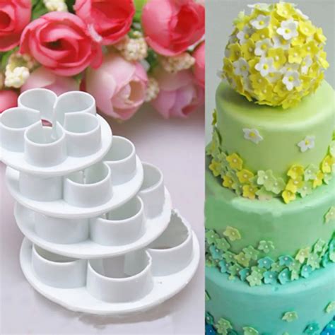 4Pcs/Set Rose Flower Fondant Cake tools Cutters Decorating Sugarcraft Mould Diy Tools Plastics ...