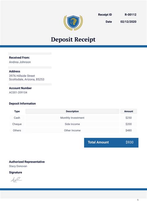 Deposit Receipt Template Receipt Template Being A Landlord Templates - Bank2home.com