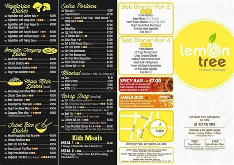 Menu at Lemon Tree restaurant, Carrigaline