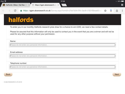 The Halfords site wants my name/email/phone number but doesn’t want my ...