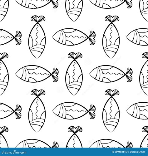 Hand Drawn Fishes Pattern stock vector. Illustration of fish - 259458145