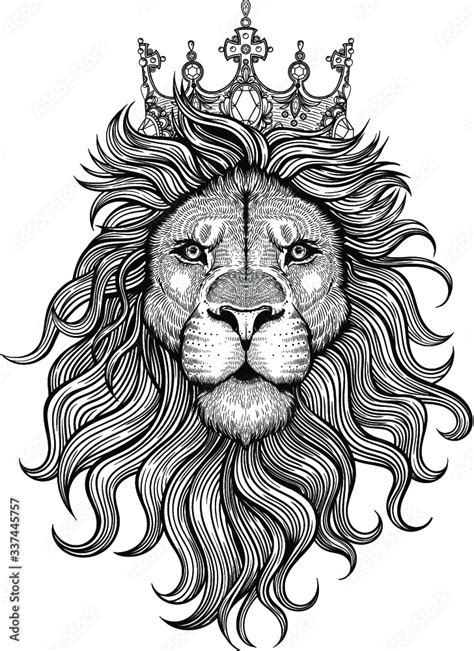 Vector Black and White Lion King Illustration Stock Vector | Adobe Stock