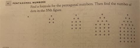 Solved Find a formula for the pentagonal numbers. Then find | Chegg.com