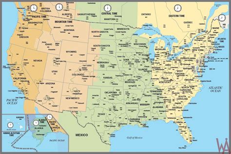 Details And Large Time Zone Map Of The USA | WhatsAnswer | Time zone ...