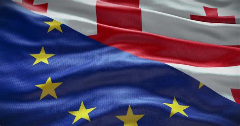 Georgia and European Union flag background. Relationship between ...