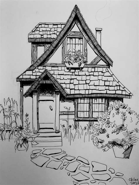 Little inky cottage 🖊 : r/drawing